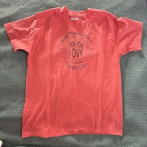 Vintage Religious T Shirt Single Stitch Best 50 50 Size Medium Faith Hope Pink